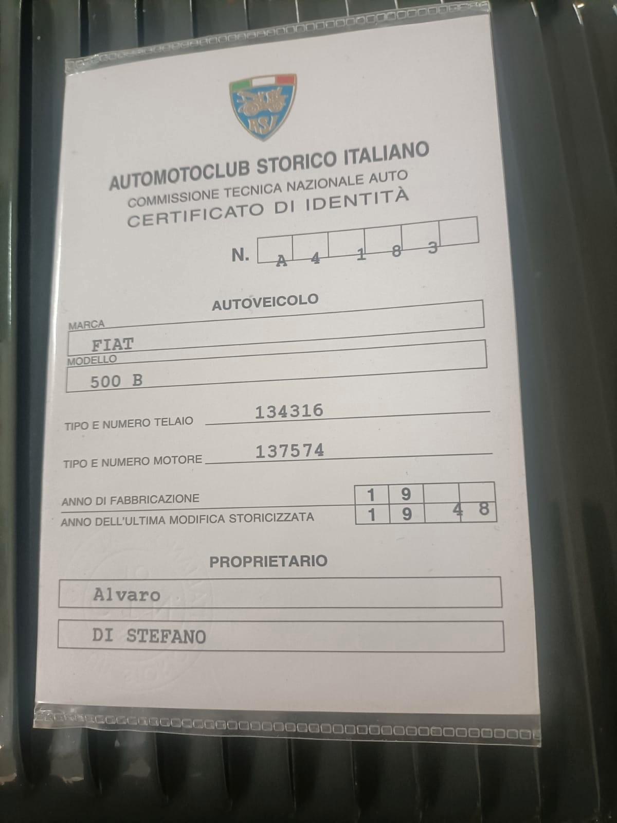 FIAT 500 TOPOLINO ** B **