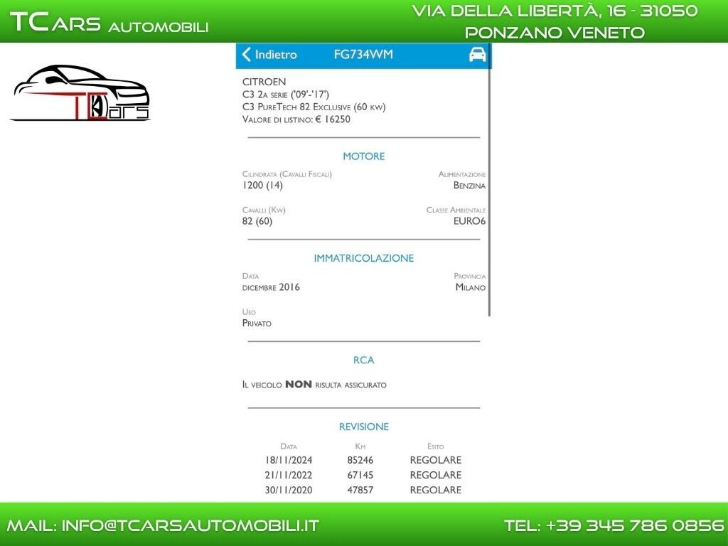 CITROEN C3 1.2 BENZINA -NEOPATENTE-GARANZIA 3 ANNI