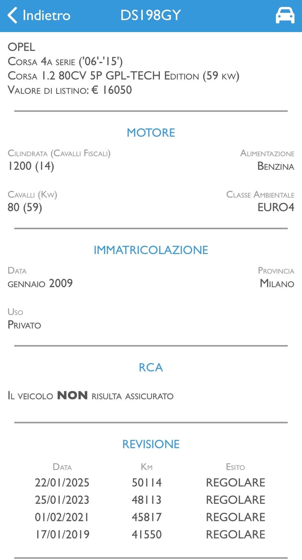 Opel Corsa 1.2 5 porte SOLO 51 Mila KM Unico prop.