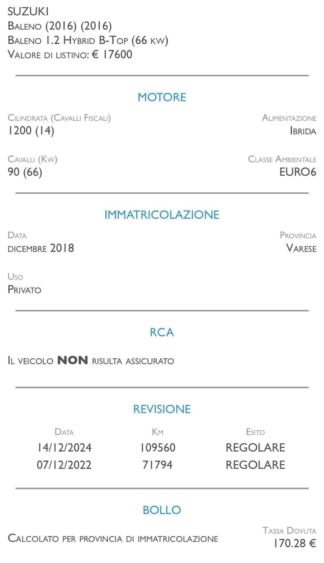 Suzuki Baleno 1.2 Hybrid B-Top - UNICO PROPRIETARIO