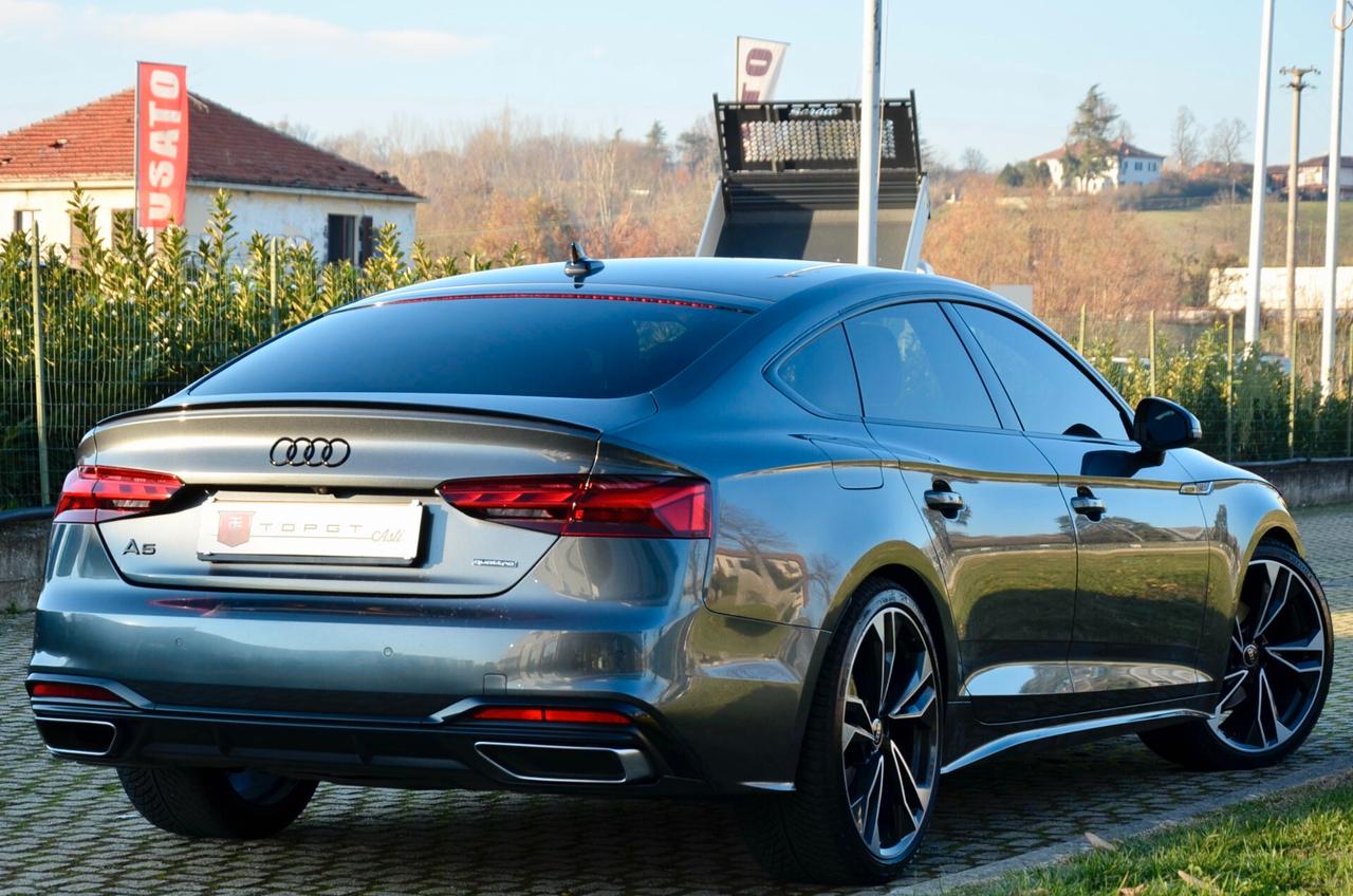 AUDI A5 SPB 40 2.0 TDI MHEV S-LINE INT+EXT QUATTRO 204cv S-TRONIC, UNICOPROPRIETARIO, SERVICE CON FATTURE, ECCELLENTI CONDIZIONI, MATRIX, RETROCAMERA, 20", PERMUTE
