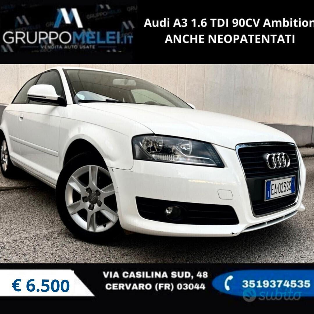 Audi A3 1.6 TDI 90CV Ambition ANCHE NEOPATENTATI