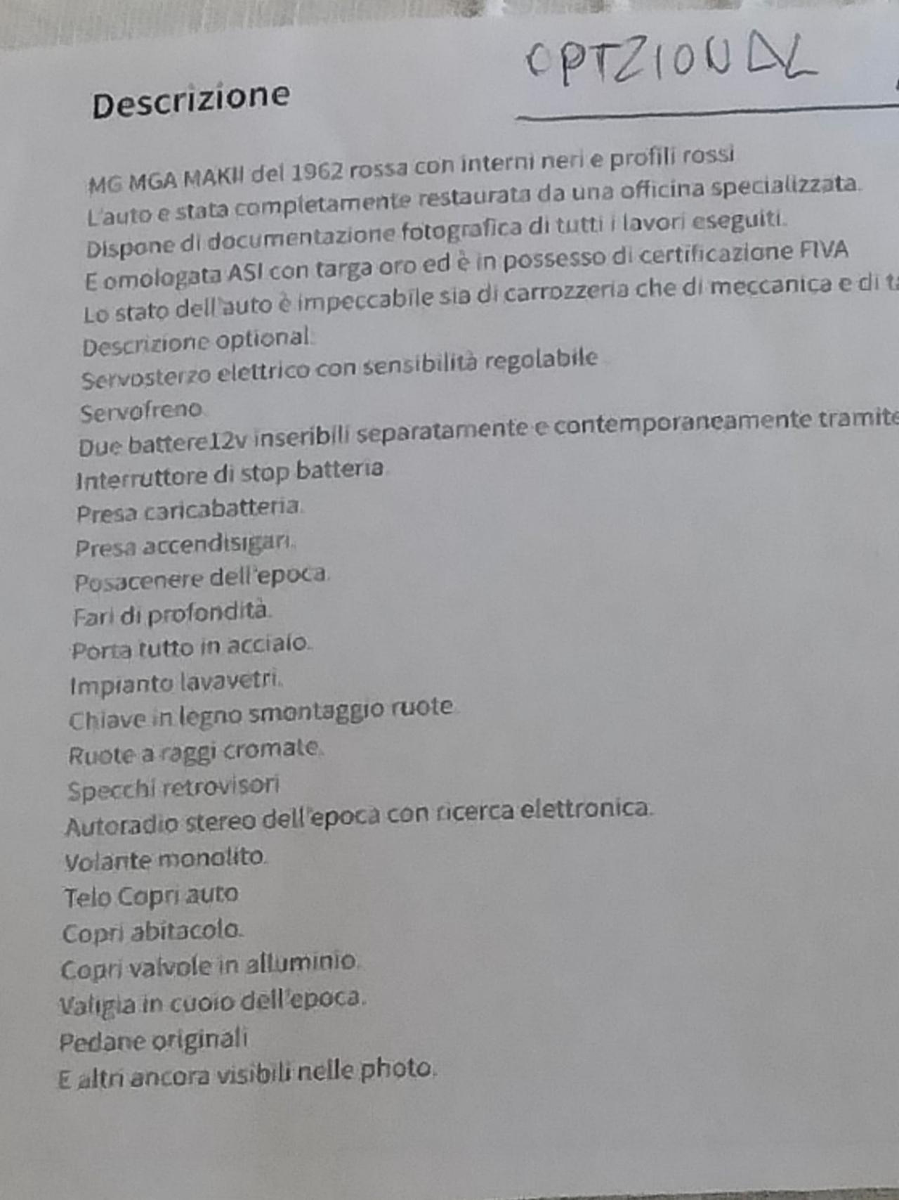 MGA OGGETTO DI RESTAURO CONSERVATIVO ALTAMENTE PROFESSIONALE- AUTO DA CONCORSO