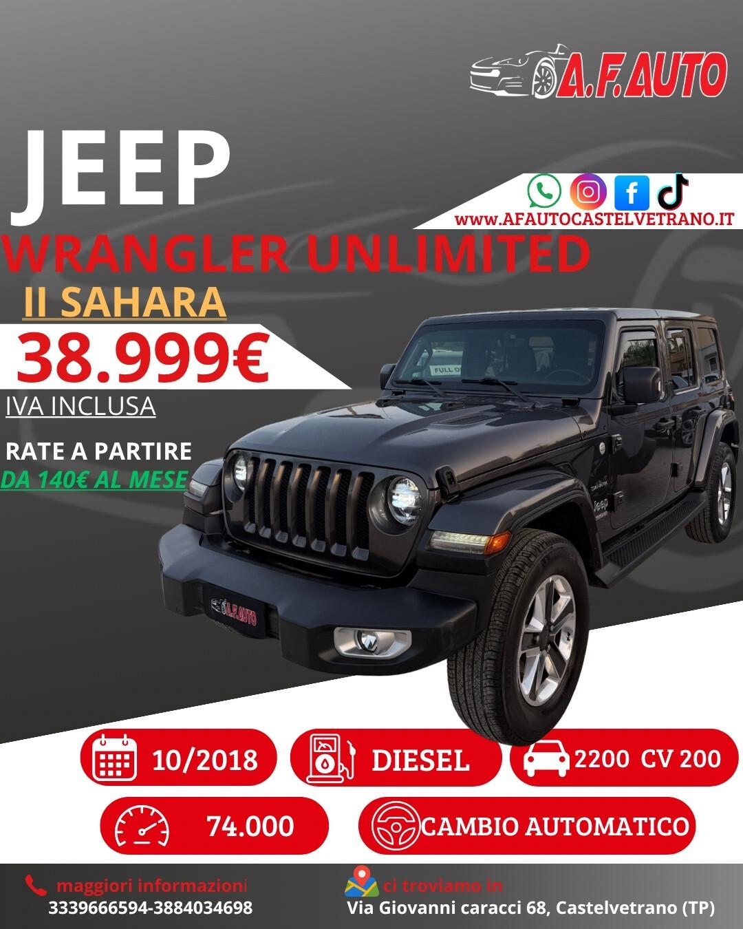 Jeep Wrangler Unlimited 2.2 Mjt II Sahara