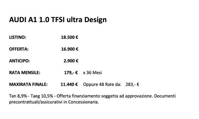 AUDI - A1 - SPB 1.0 TFSI ultra Admired