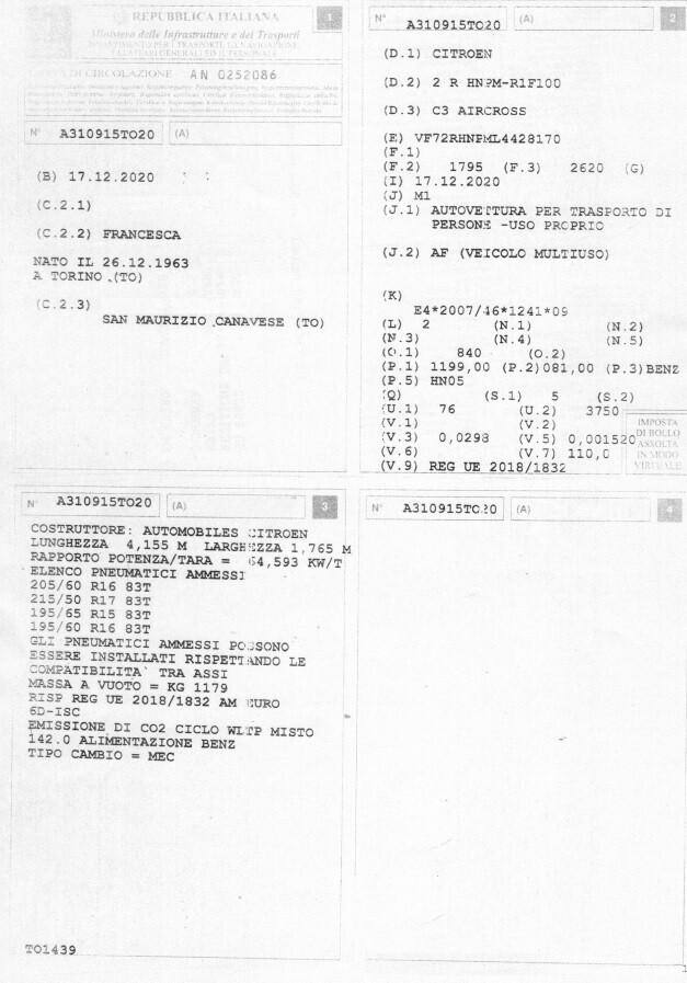 C3 Aircross CronoManut.UnicoProp.85000Km