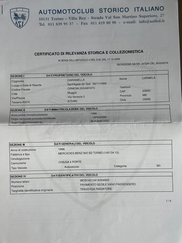 Mercedes 300 S D TURBO - CRS ASI