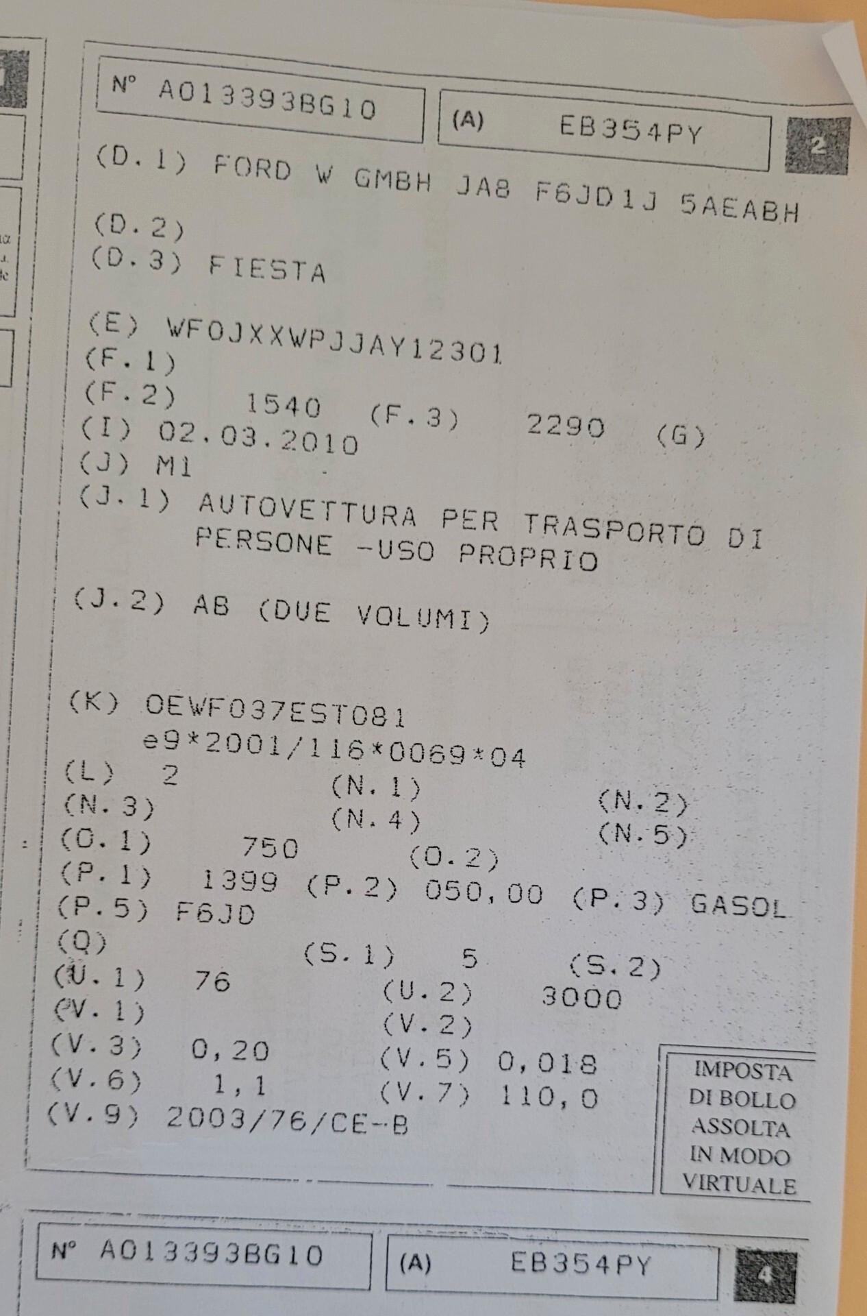 Ford Fiesta 1.4 TDCi 5p. Unico Proprietario ..