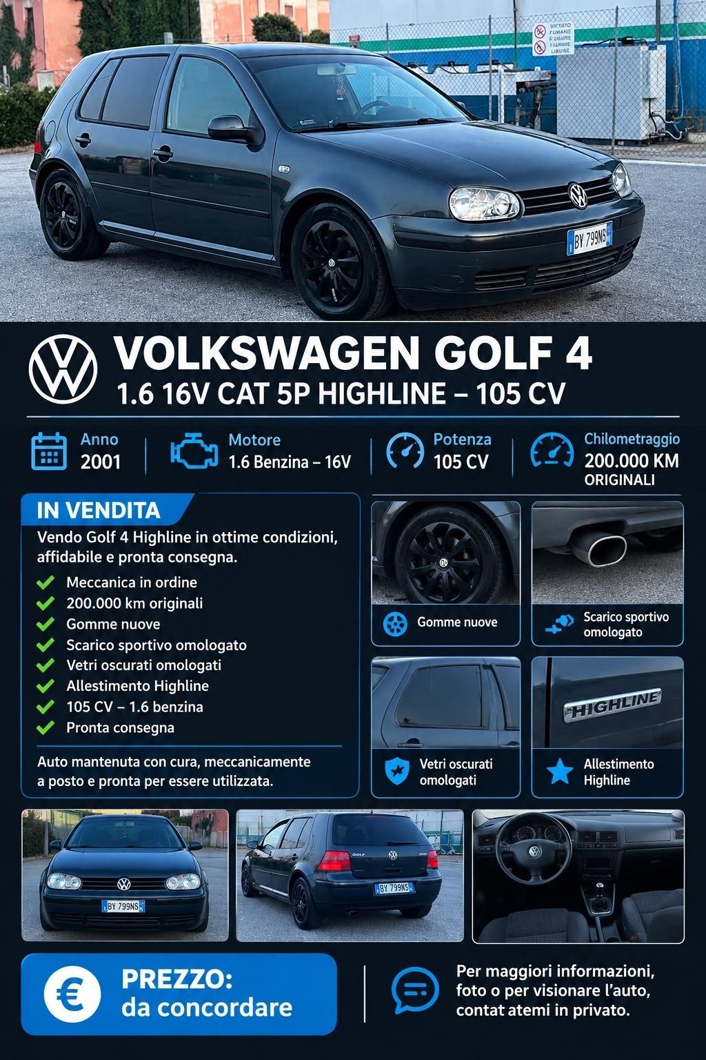 Volkswagen Golf 1.6 16V cat 5 porte Highline