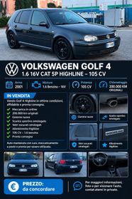 Volkswagen Golf 1.6 16V cat 5 porte Highline