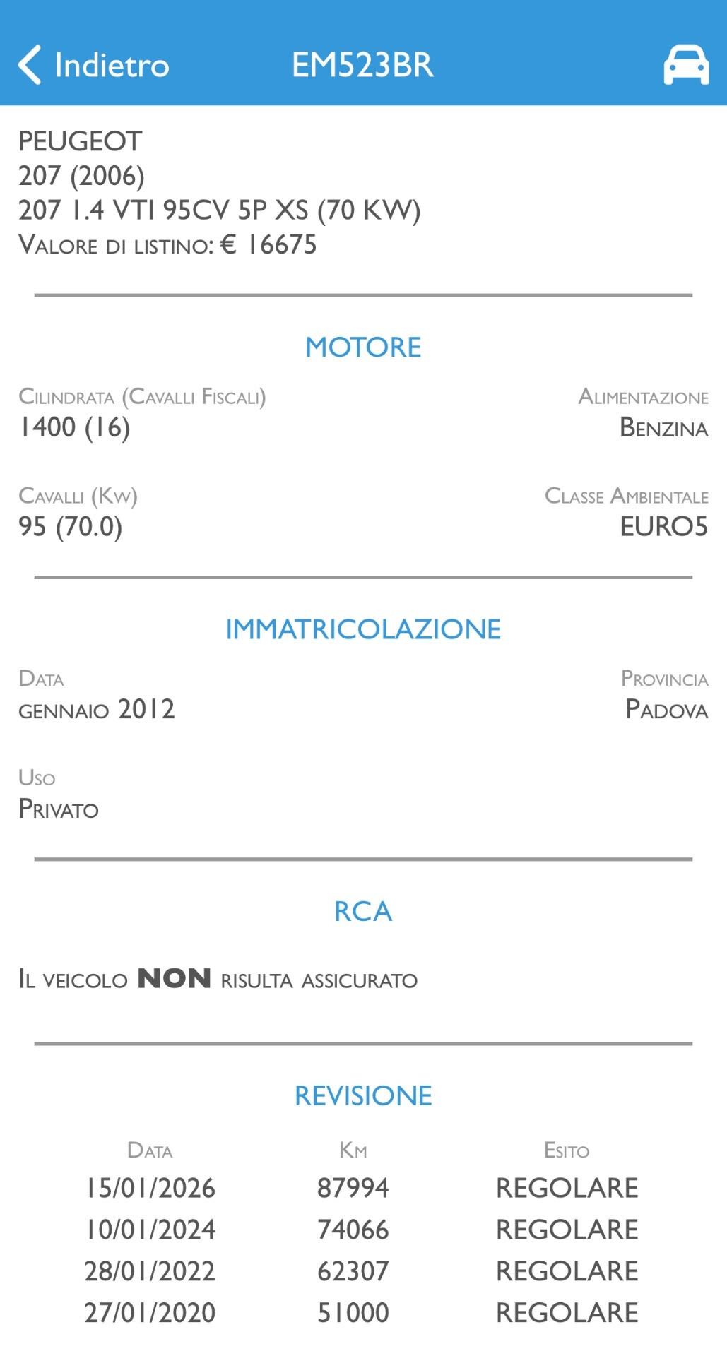 PEUGEOT 207 1.4 BENZINA - KM CERTIFICATI - 5 PORTE