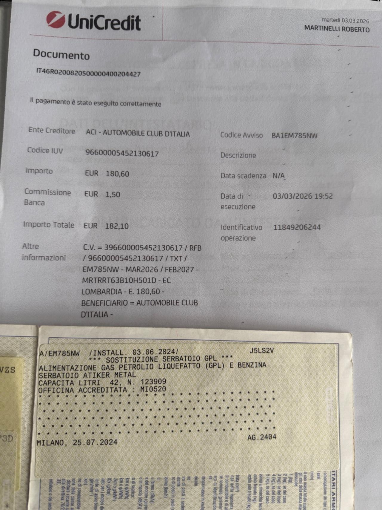 LANCI MUSA 1.4 EURO5A BENZINA-GPL VALIDO 2034