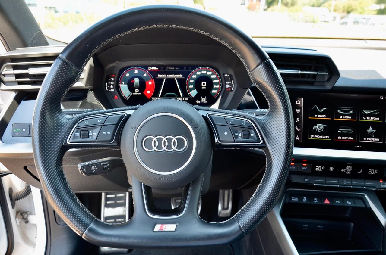 AUDI A3 SPORTBACK 30 2.0 TDI S-LINE INT+EXT 116cv S-TRONIC, EURO 6D, UFF ITALIANA, AUTO IN OTTIME CONDIZIONI, SERVICE UFF AUDI, FARI LED, APPLE ANDROID, PERMUTE