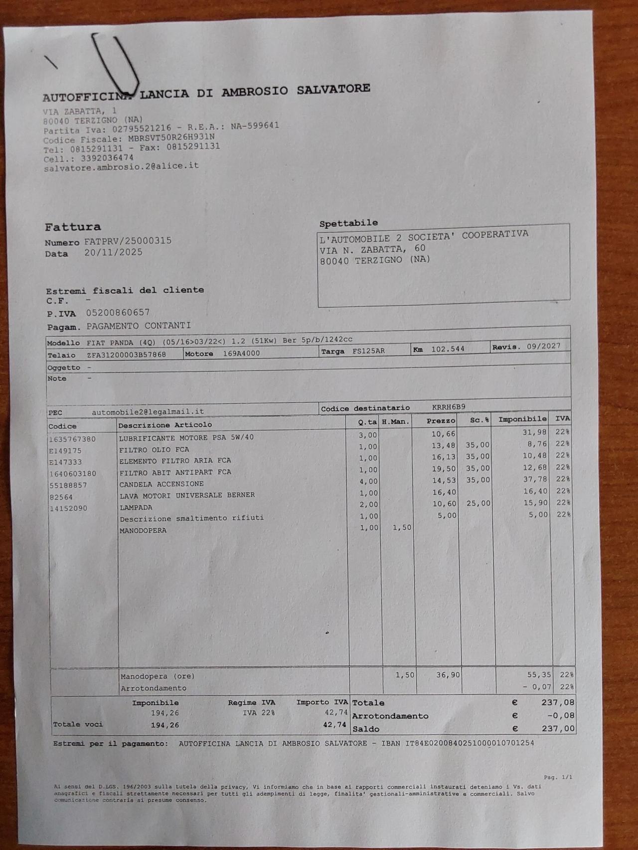 Fiat Panda 1.2 Easy 69 Cv