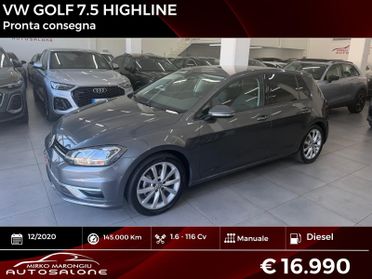 VW GOLF 7.5 1.6 TDI 115 CV 5p. Sport FINANZIABILE