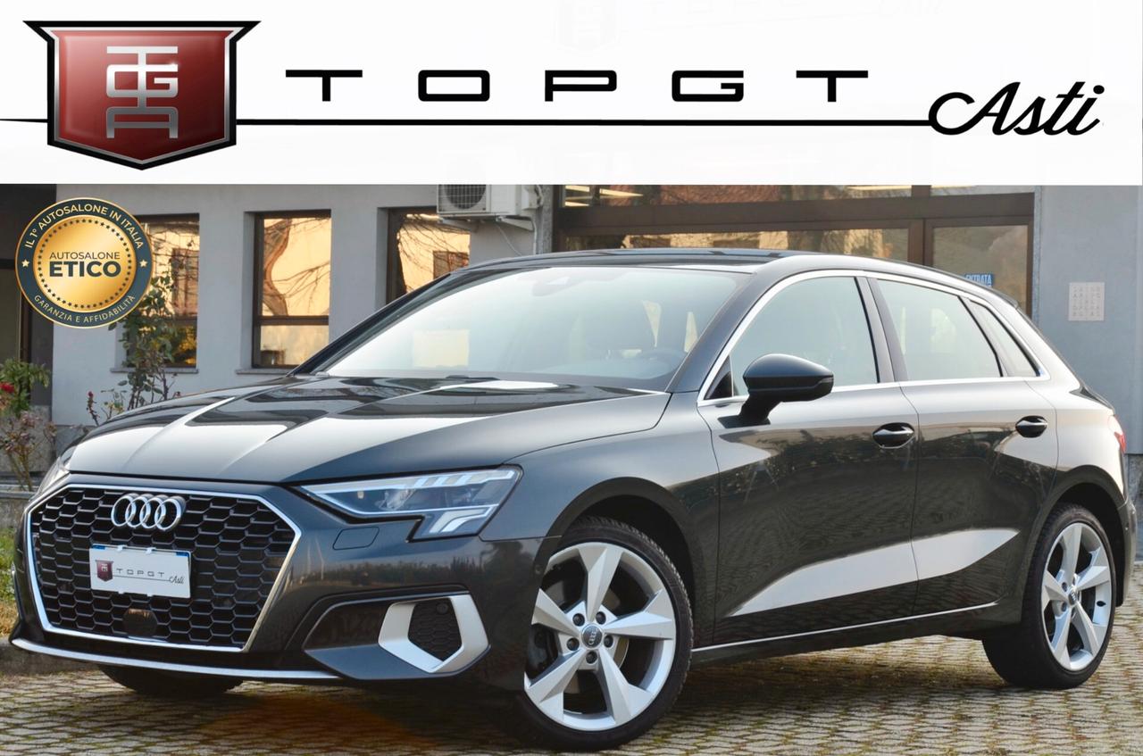AUDI A3 SPORTBACK 35 2.0 TDI BUSINESS ADVANCED 150cv S-TRONIC, UNICOPROPRIETARIO, SERVICE AUDI, EURO 6D, NAVI, APPLE ANDROID, 18", PERMUTE
