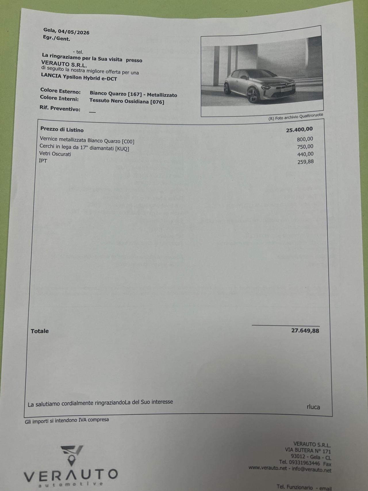 Lancia Ypsilon Hybrid e-DCT 1.2 110CV - possibilità noleggio no scoring
