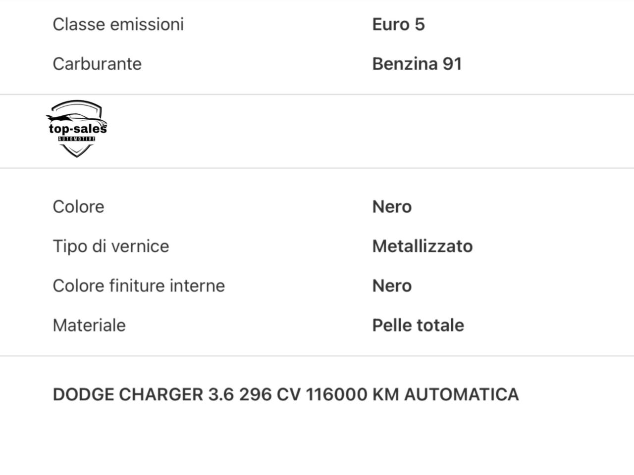 Dodge Charger 3.6 CV 300 PERFETTA
