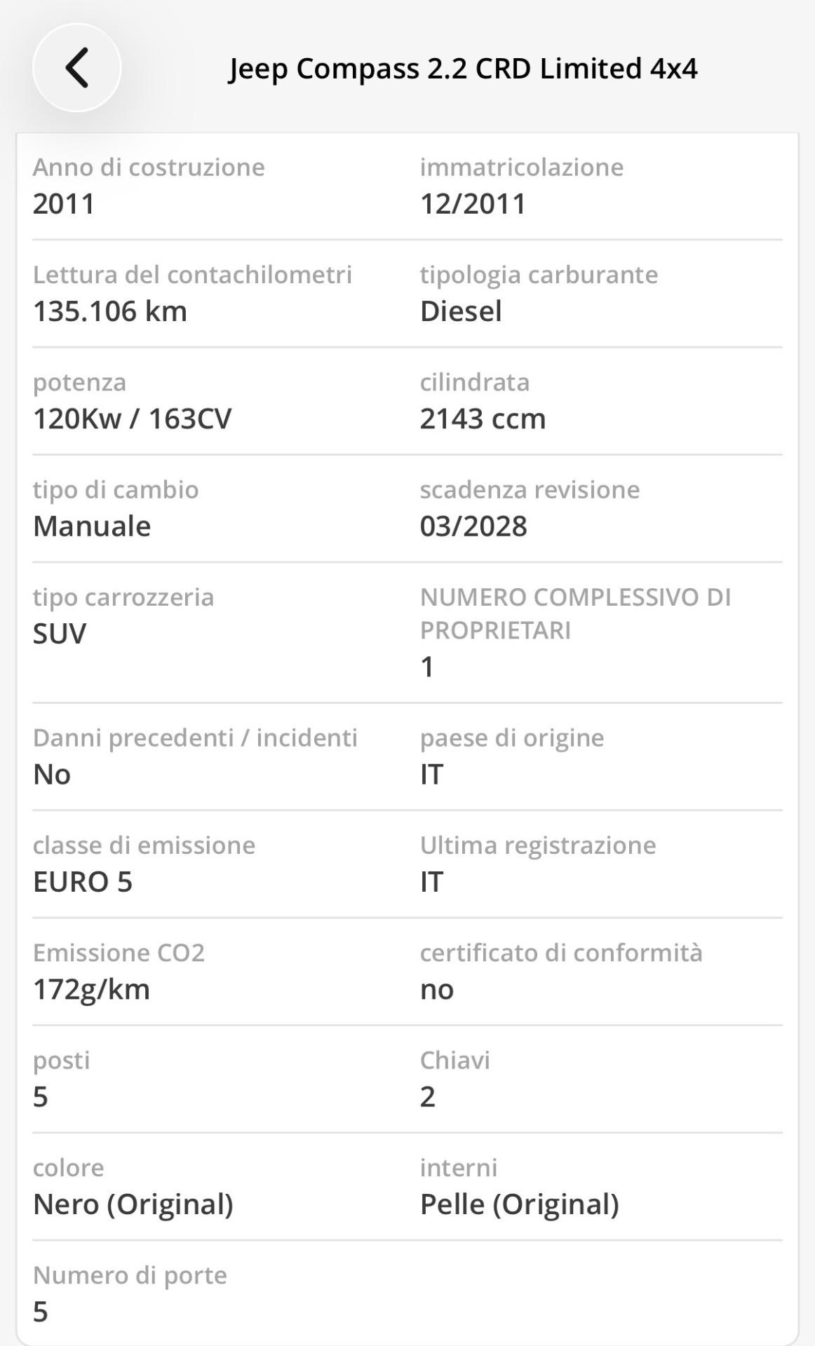 Jeep Compass 2.2 CRD Limited UNICO 4x4
