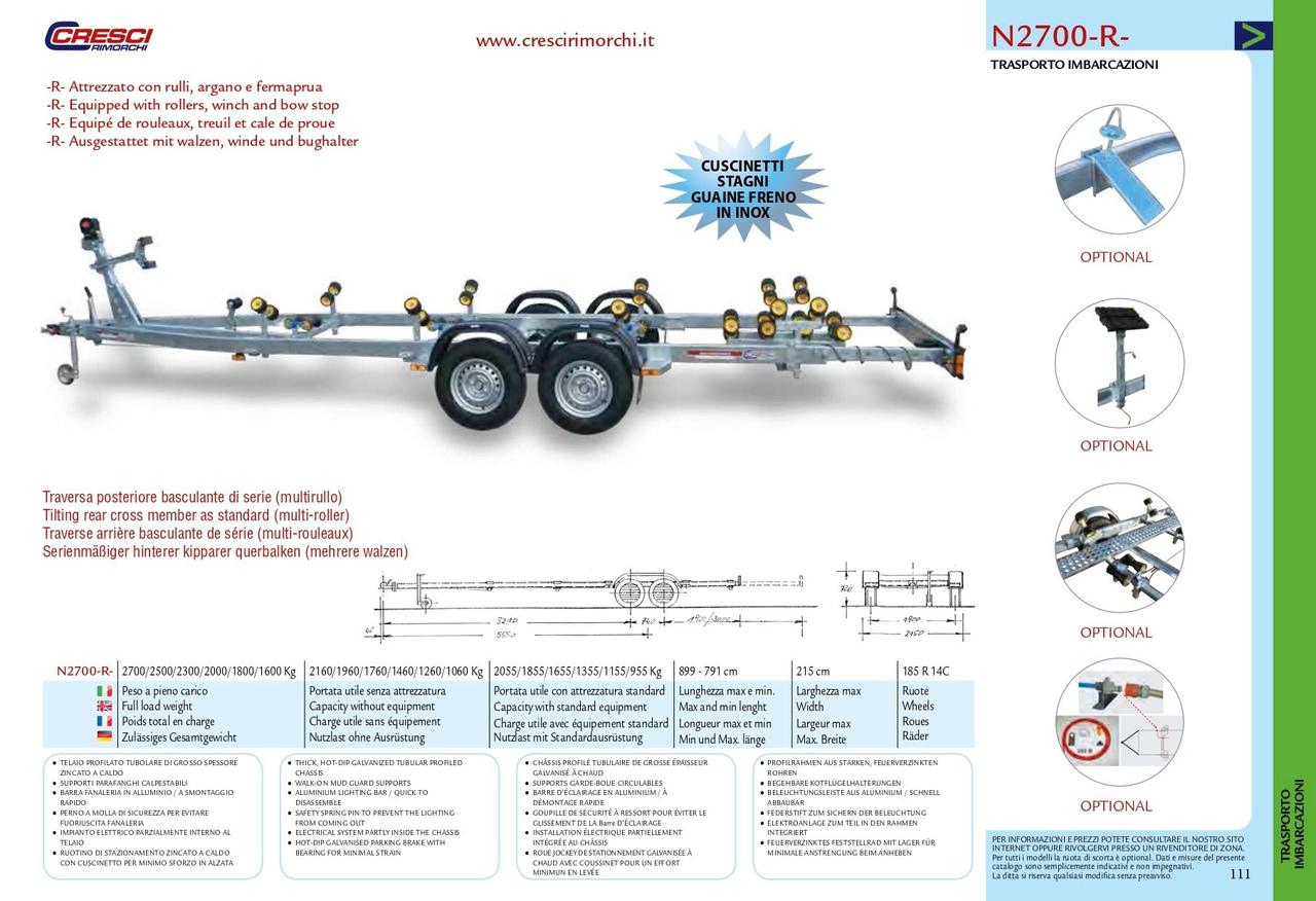 Rimorchio Trasporto Imbarcazioni Cresci N2700R