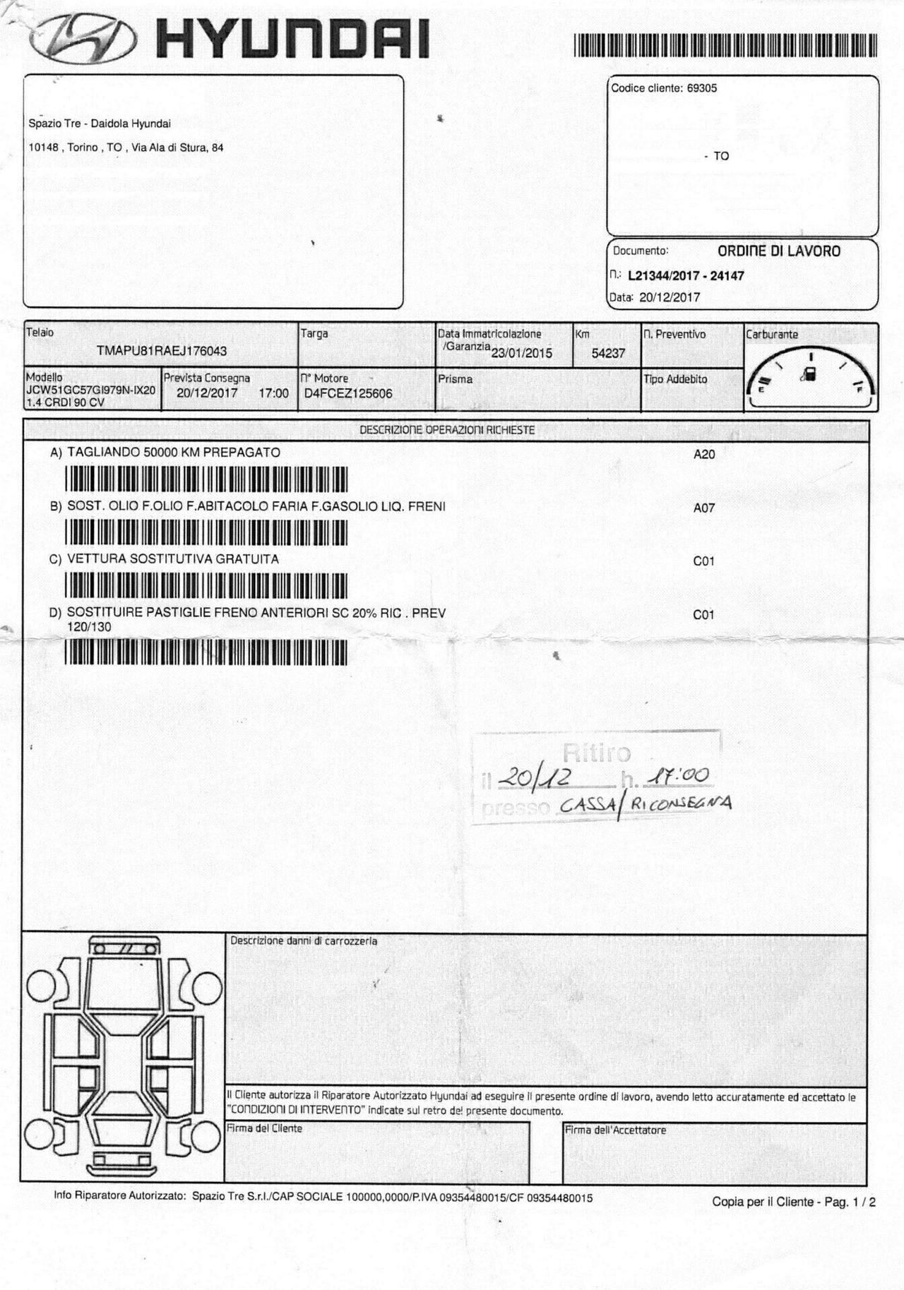 Hyundai iX20 UnicoProp.TagliandiCert.143500Km