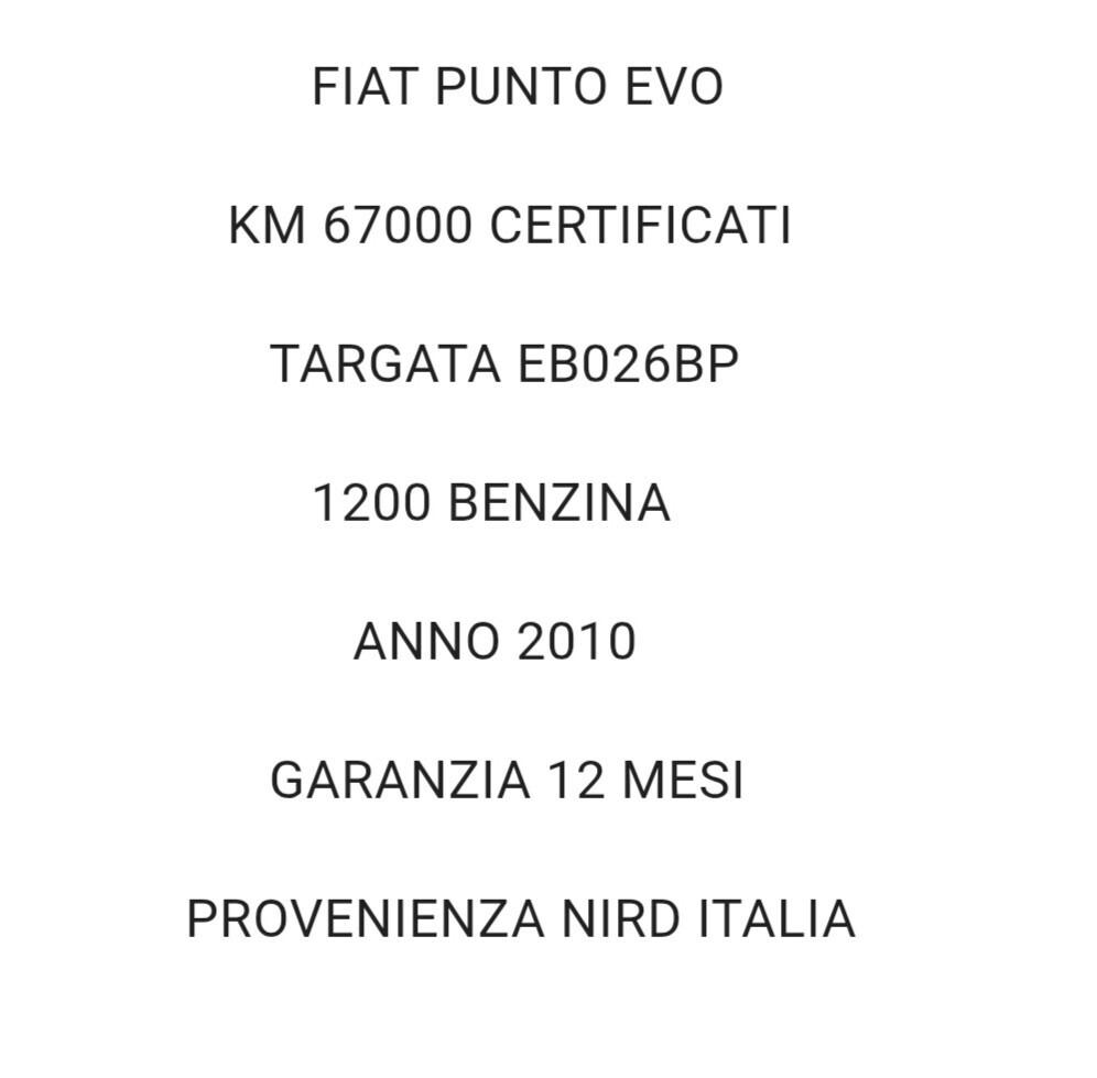 Fiat Punto Evo 1.2 BENZINA KM 67000