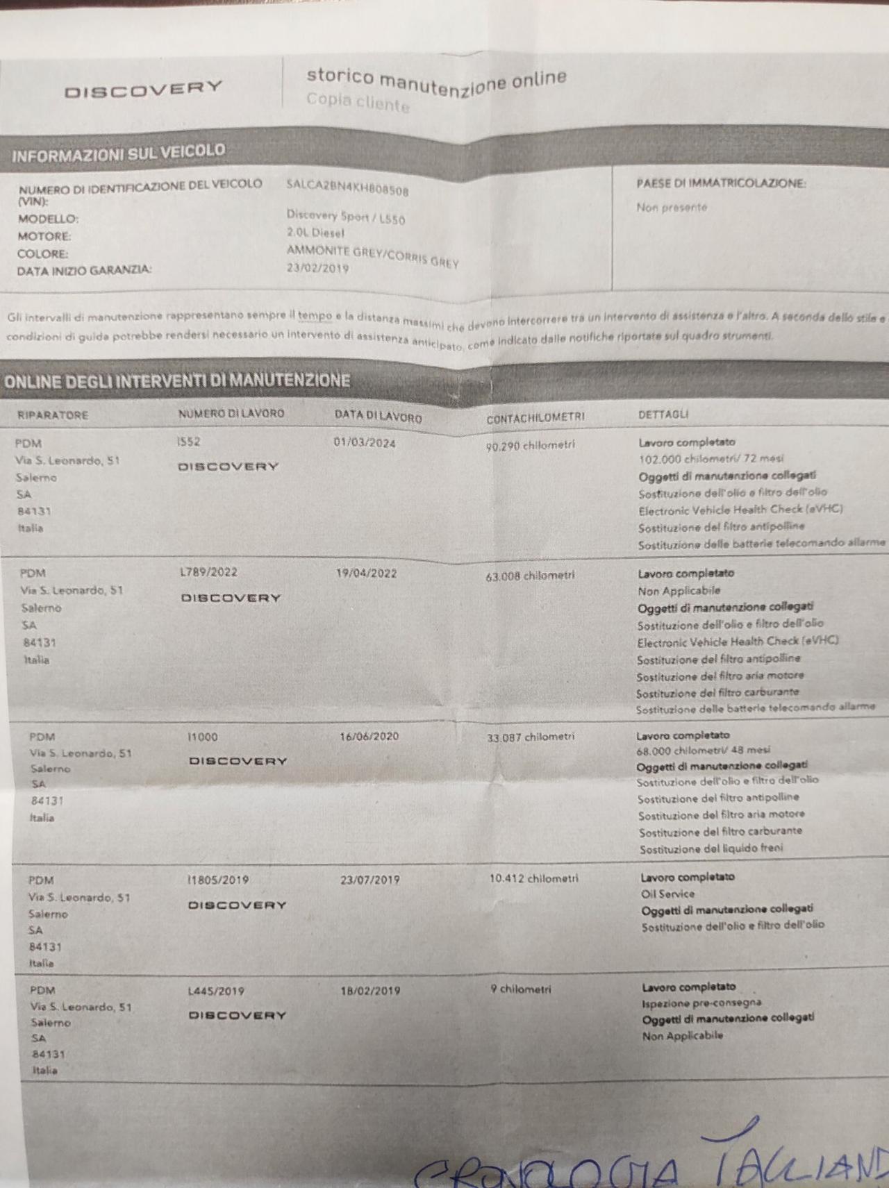 Land Rover Discovery Sport 2.0 150 2019 certificata LandRor