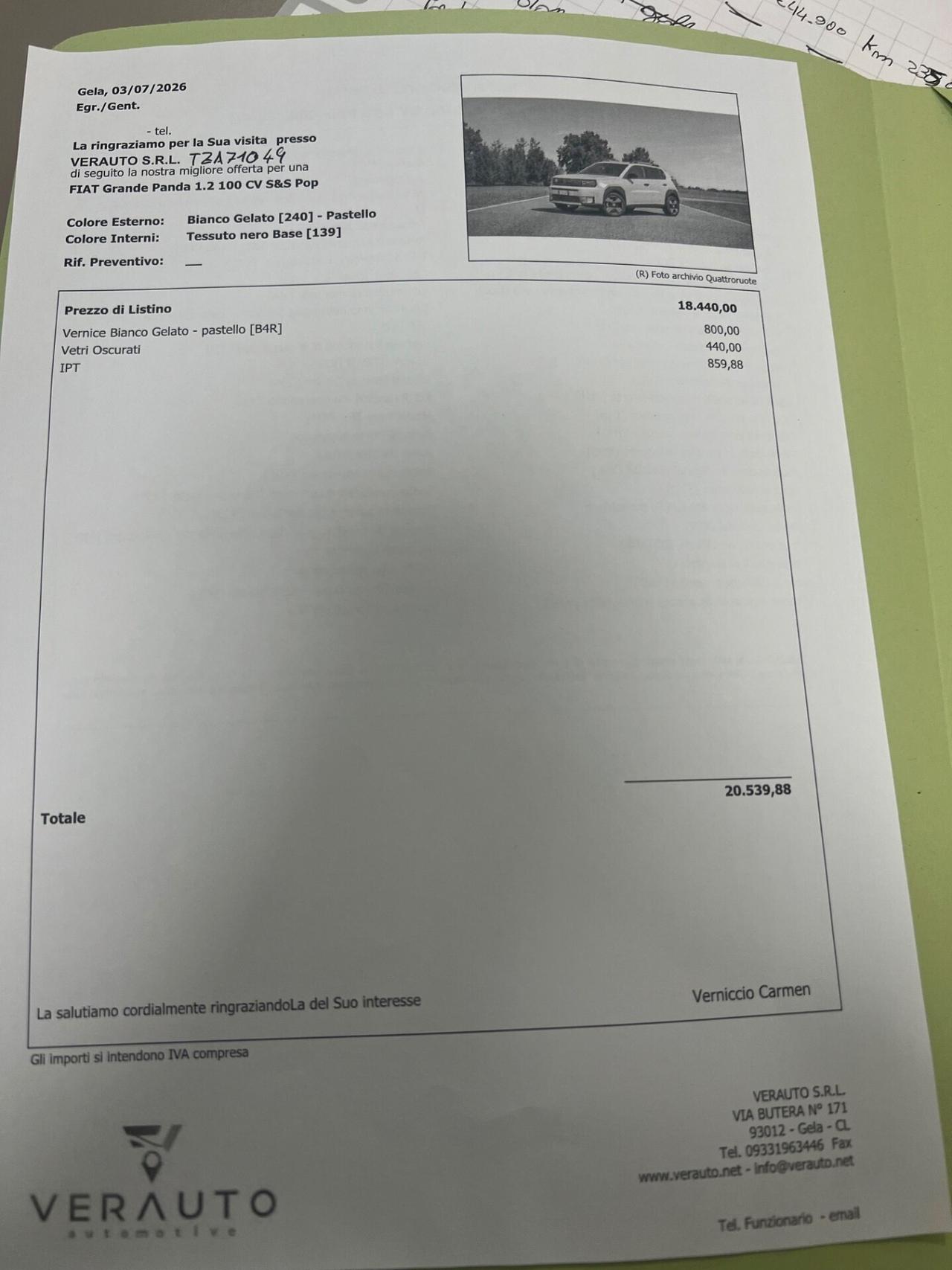 Fiat Grande Panda 1.2 100 CV Pop - ANTICIPO €7.700 NOLEGGIO NO SCORING
