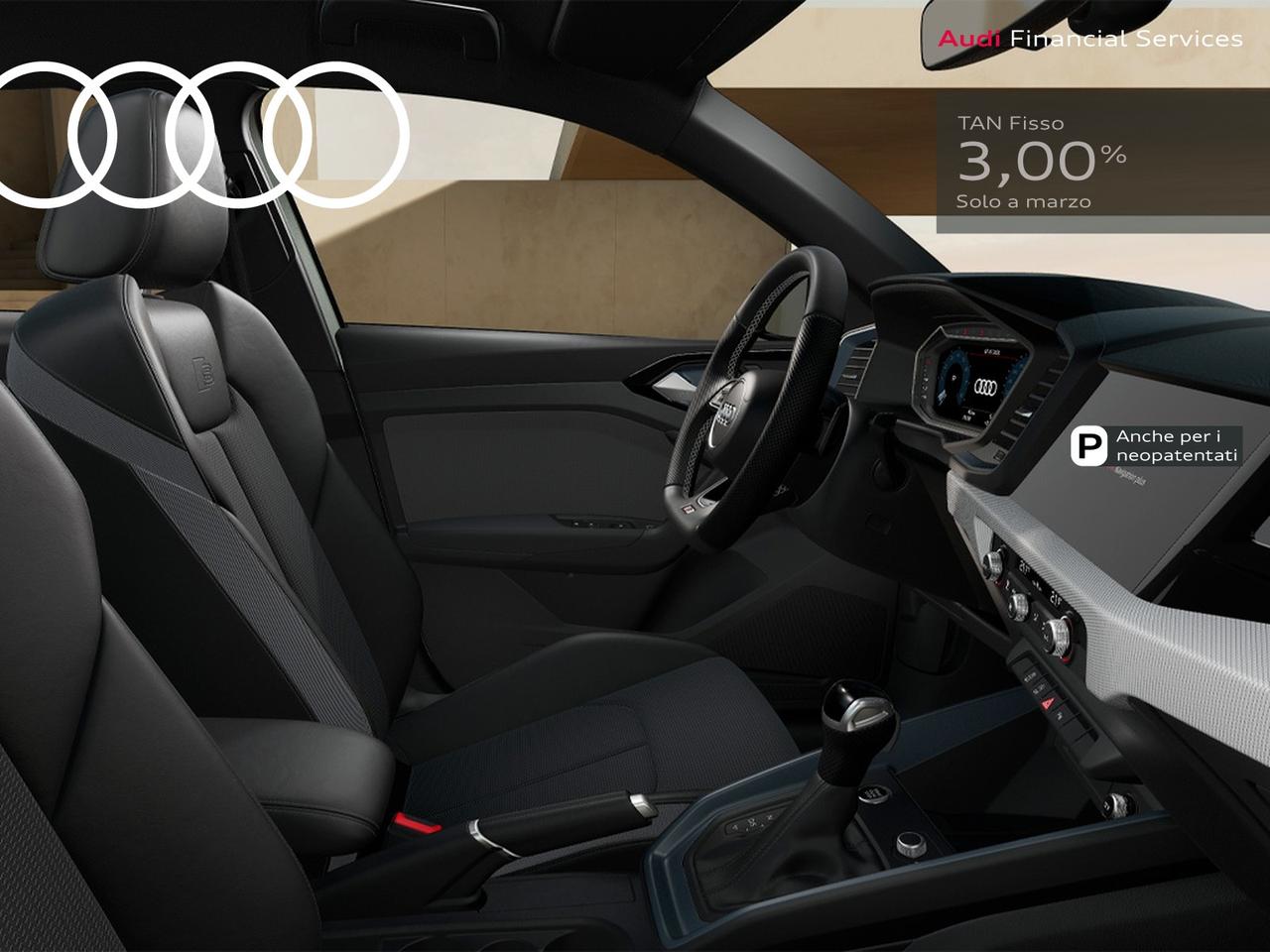 Audi A1 sportback 30 1.0 tfsi identity black 116cv s-tronic