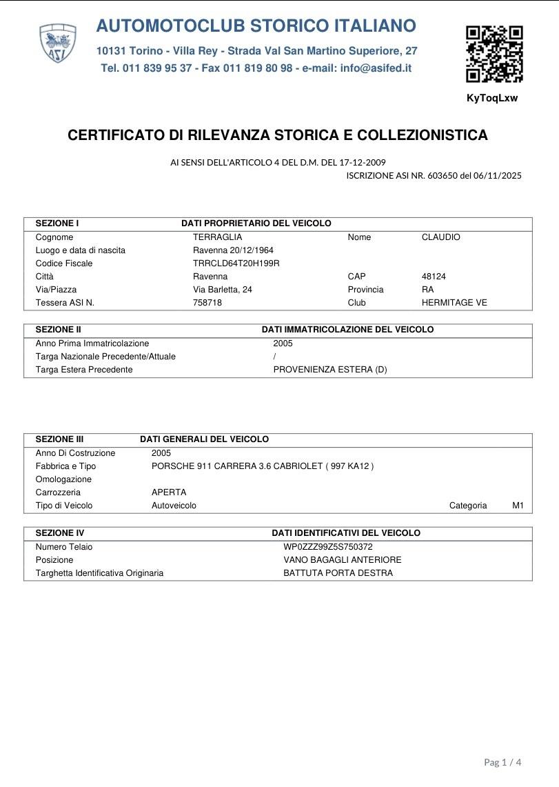 Porsche 911 997 cabrio ASI