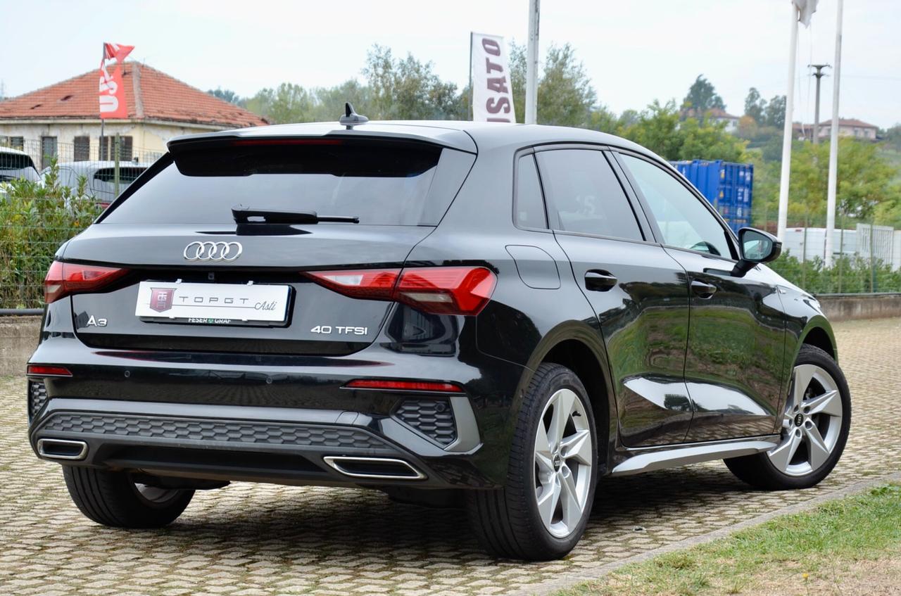 AUDI A3 SPORTBACK 40 1.4 TFSIE PLUG IN S LINE EDITION 204cv S-TRONIC, EURO 6D, SERVICE AUDI, FULL LED, APPLE ANDROID, PERMUTE