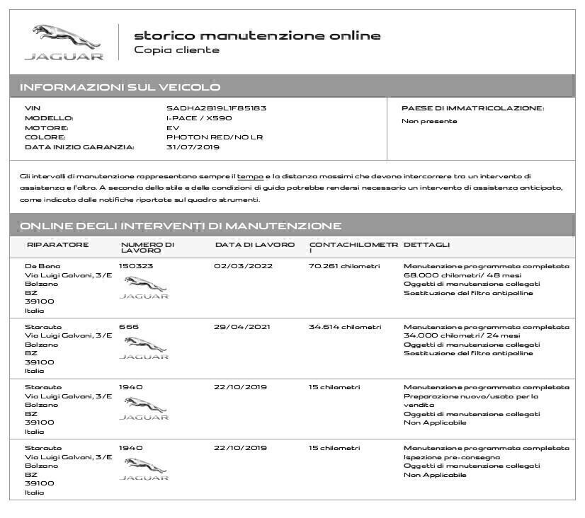 Jaguar I-Pace Awd FULL OPT Tagliandi UFF JAGUAR