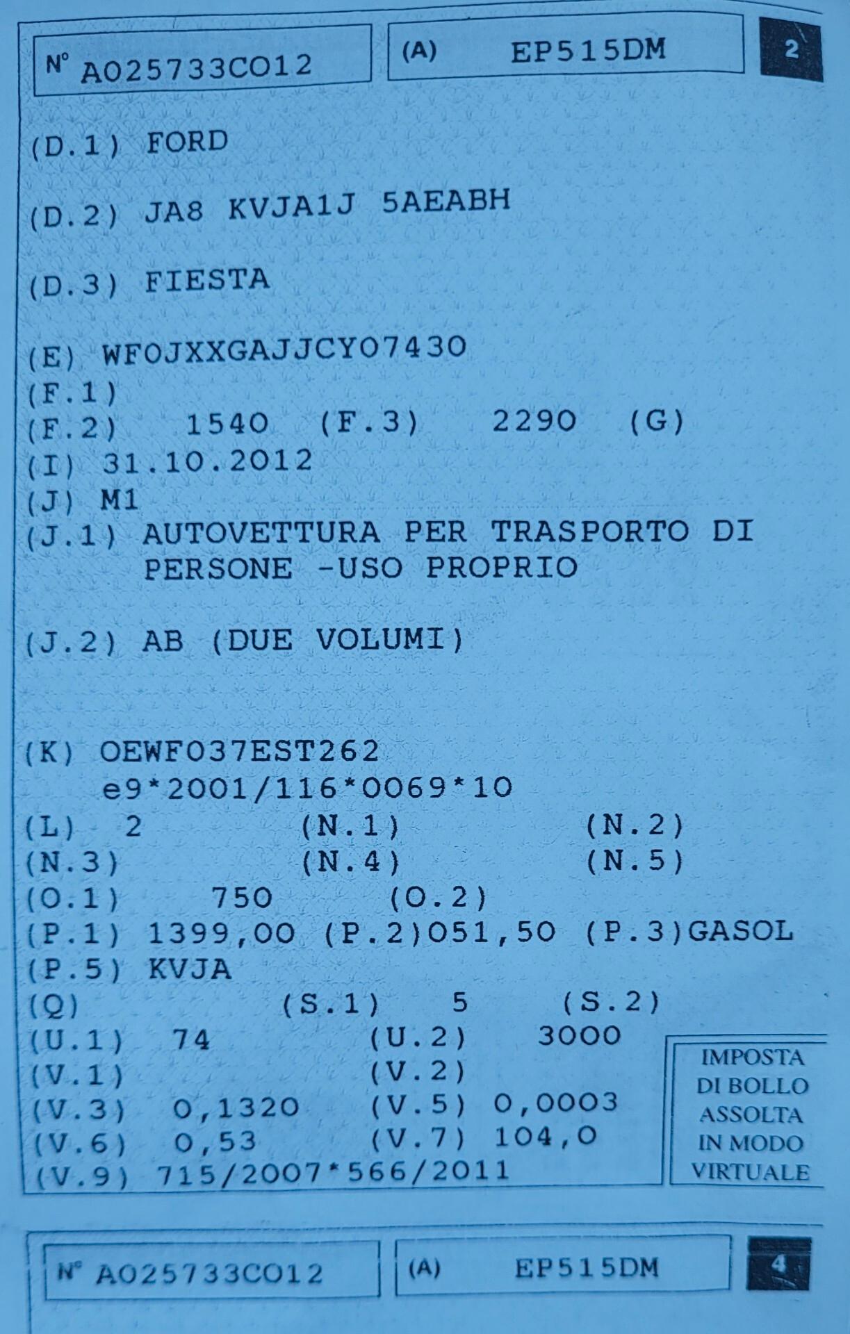 Ford Fiesta 1.4 DIESEL EURO 5B..ADATTA AI NEOPATENTATI..