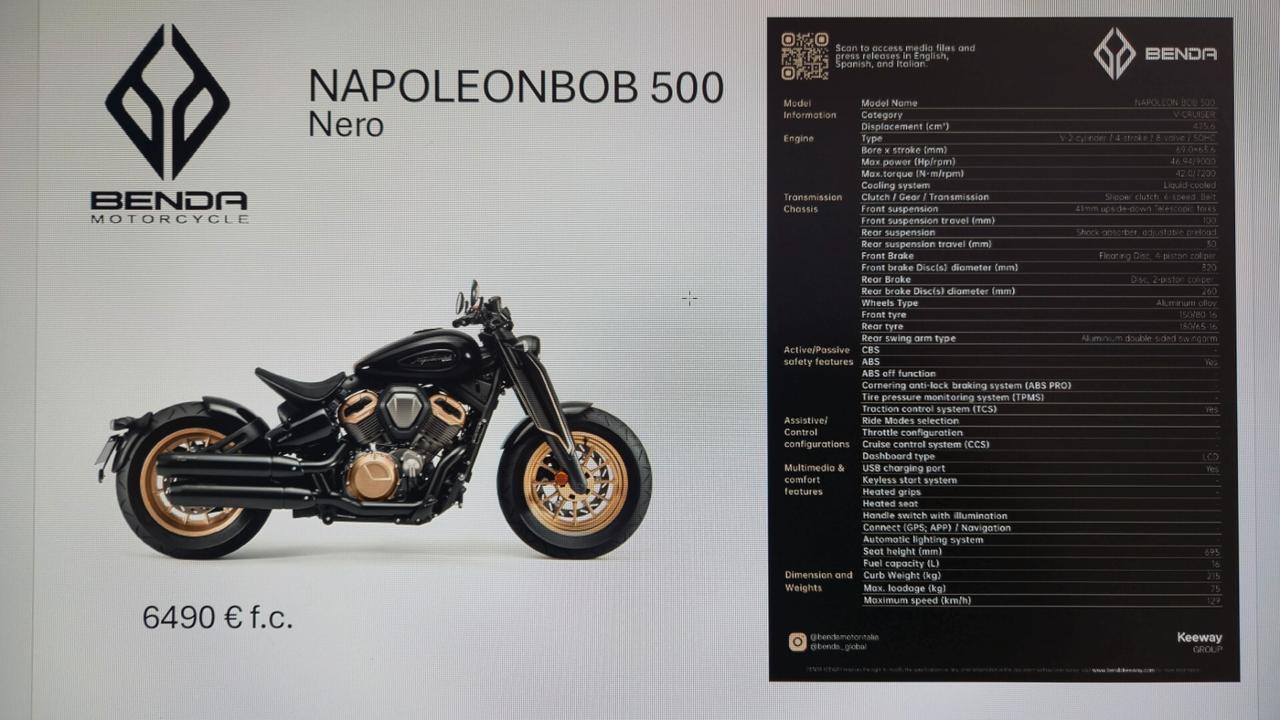 Benda Motorcycles Napoleon 500 ABS EURO 5 +