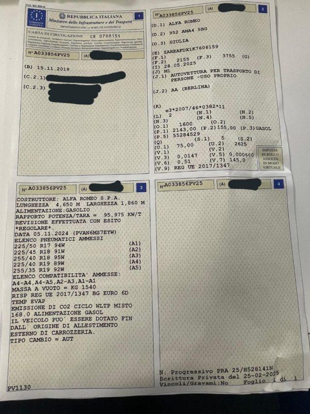 ALFA ROMEO Giulia 2.2 Turbodiesel 210 CV AT8 AWD Q4 Veloce