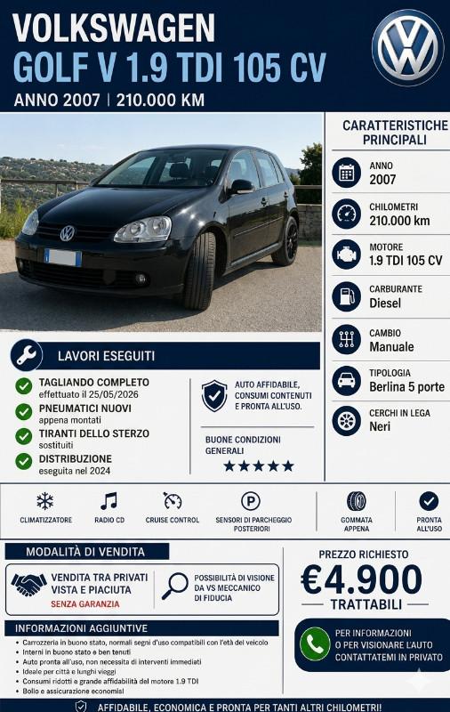 Volkswagen Golf 5 Porte 1.9 tdi Blue-T 5p