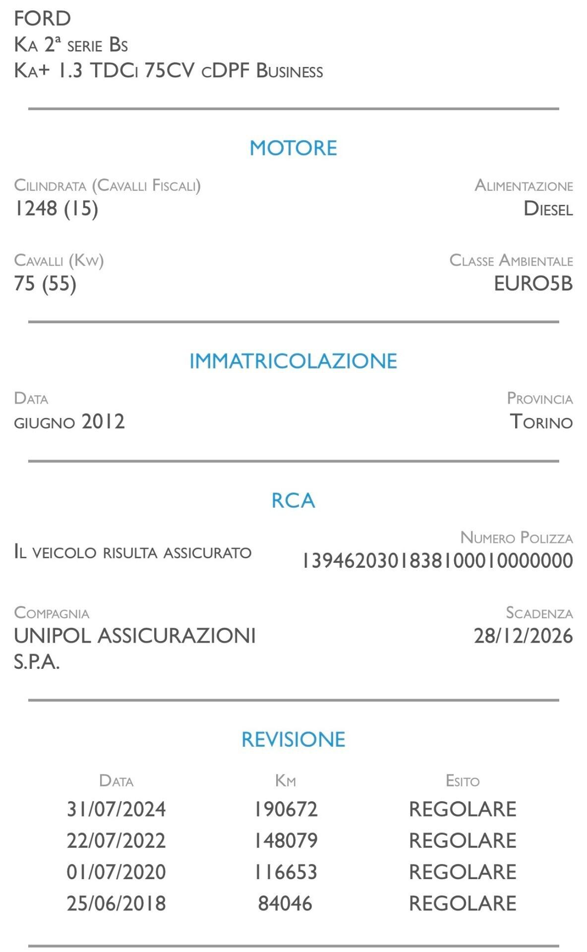 Ford Ka Ka+ 1.3 TDCi 75CV cDPF Business - IDEALE PER NEOPATENTATI