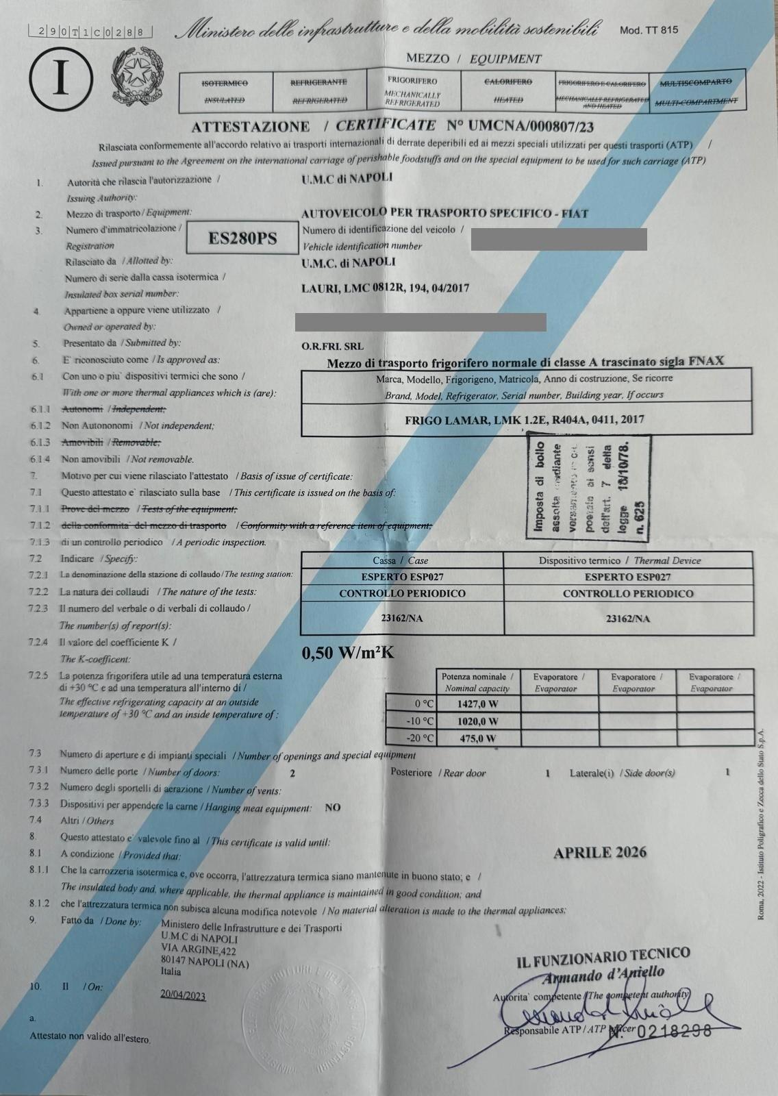 Fiat Doblò Cargo Furg. Lastrato L1H2 1.6 M-Jet 105cv FRIGO