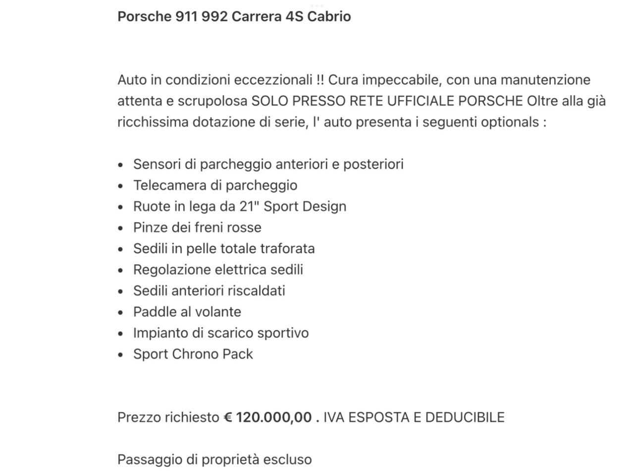 Porsche 911 Carrera 4S Cabriolet Perfetta