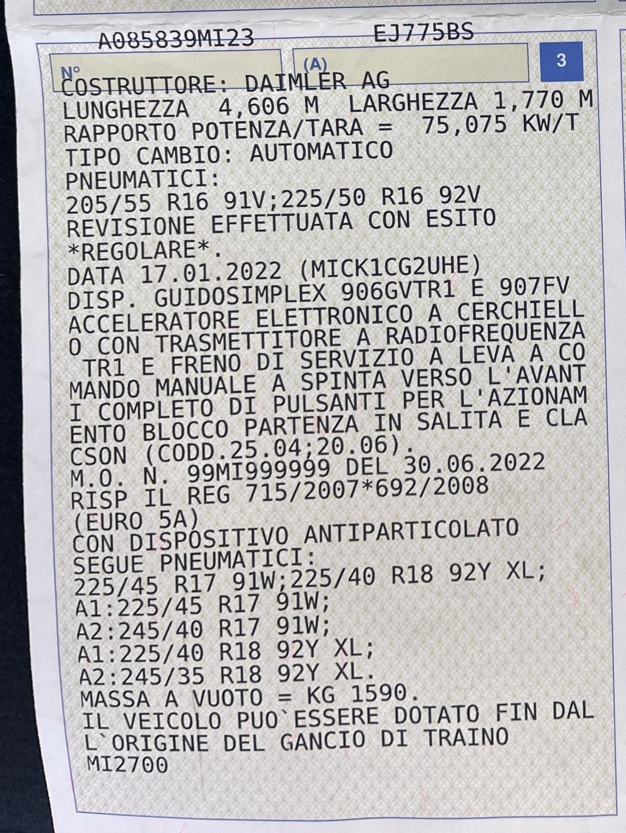 MERCEDES C220 AUTOMATIC CON IMPIANTO DISABILI