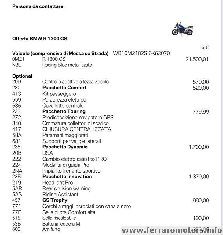Bmw R 1300 GS trophy a soli 229 euro al mese