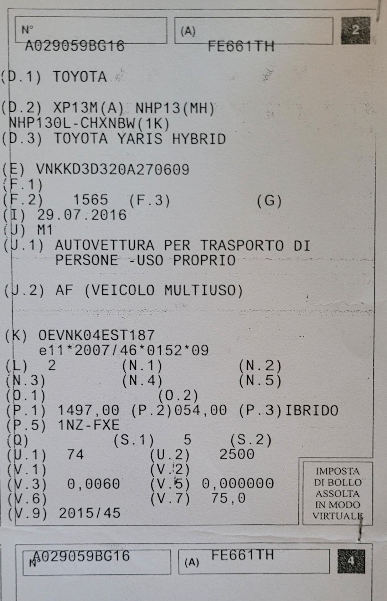 Toyota Yaris 1.5 Hybrid 5 porte Active