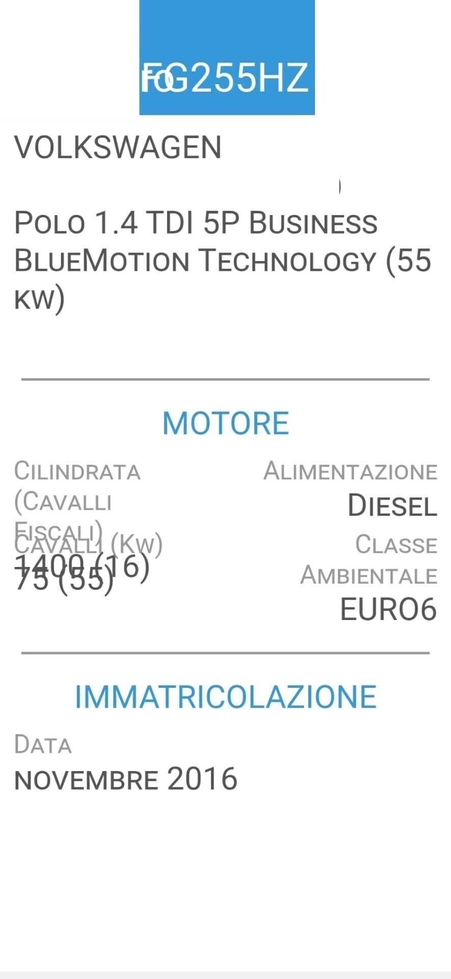 VOLKSWAGEN POLO 1,4 TDI-UNICA PROPRIET-EURO 6
