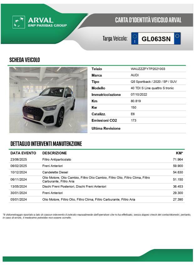 Audi Q5 Sportback 40 2.0 tdi S-Line quattro S-tronic LED-Pelle-Black pack