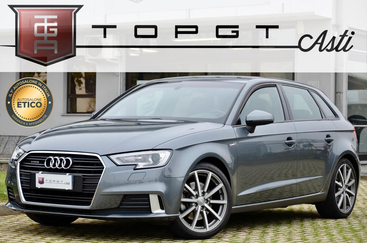 Audi A3 SPB 2.0 TFSI quattro 190cv S tronic S-LINE INTERIOR, UFF ITALIANA, EURO 6B, DRIVE SELECT, PERMUTE