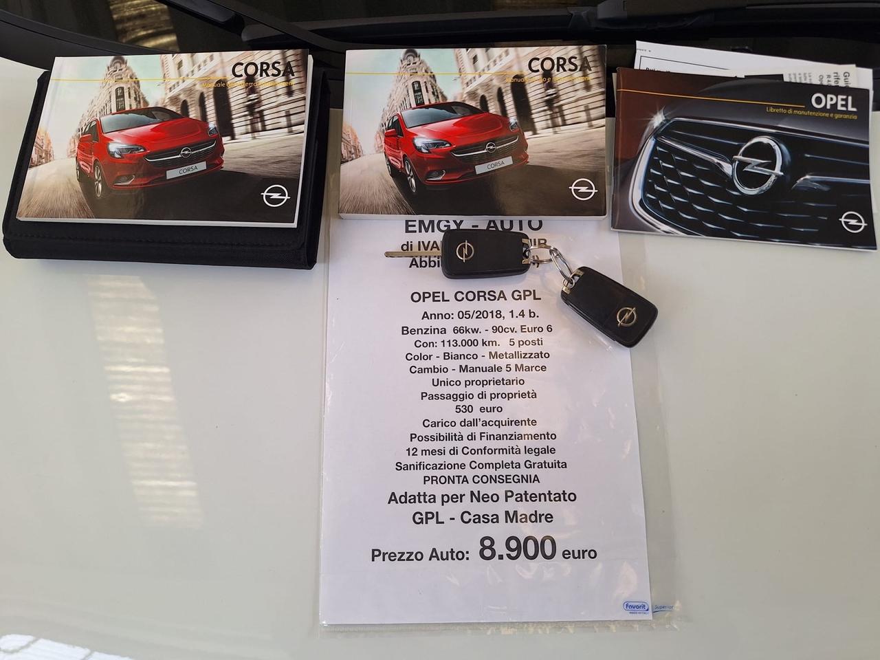 Opel Corsa 1.4 90CV GPL Euro 6, km. 113000