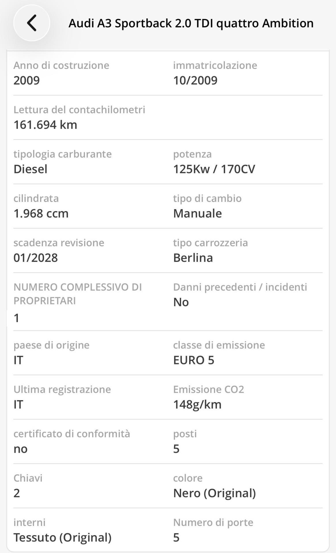 Audi A3 2.0 TDI 170 CV Quattro Xeno Unico P.