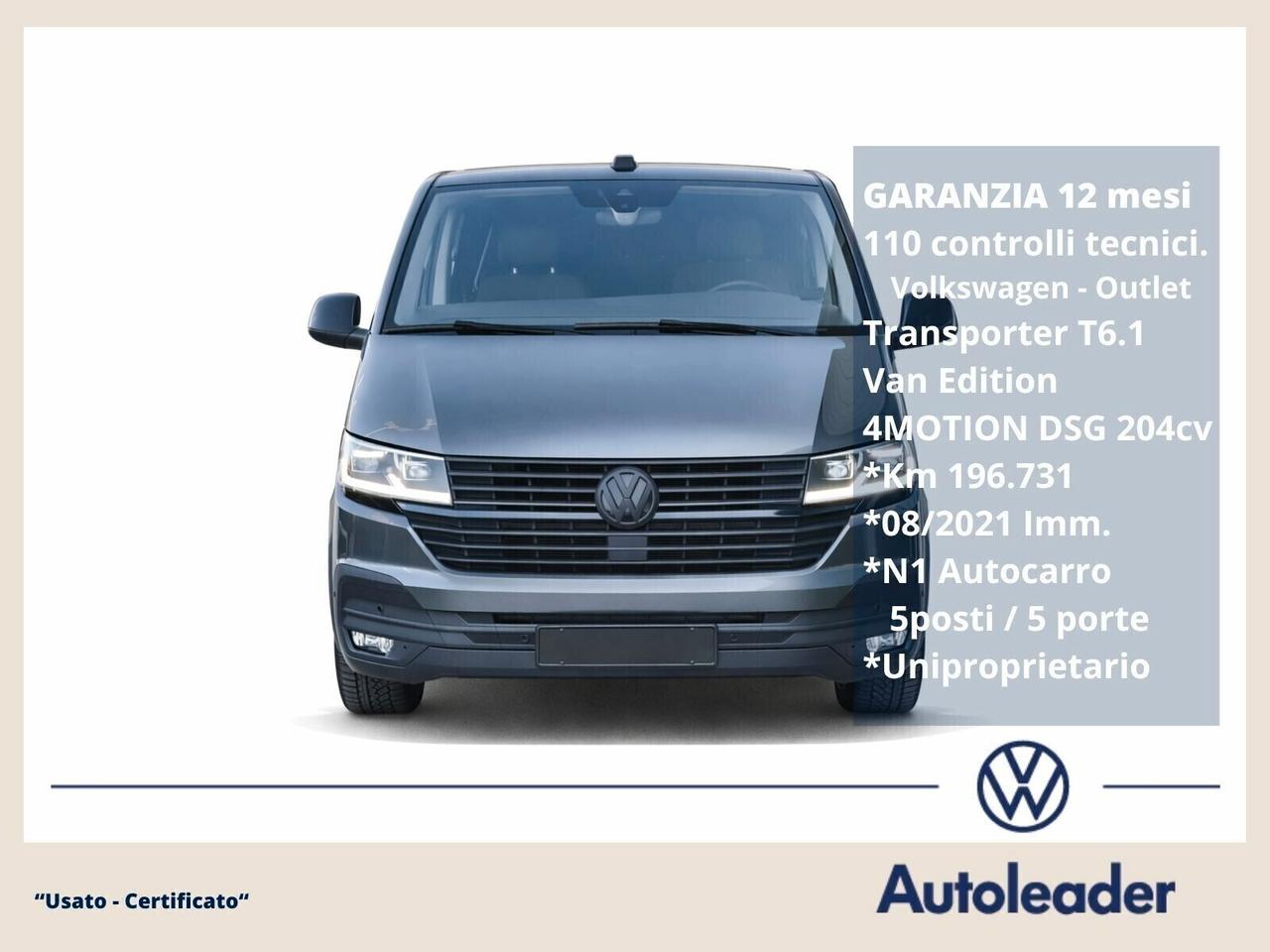Transporter T6.1 2.0 TDI 204CV DSG 4Motion N1 Autocarro 5 posti
