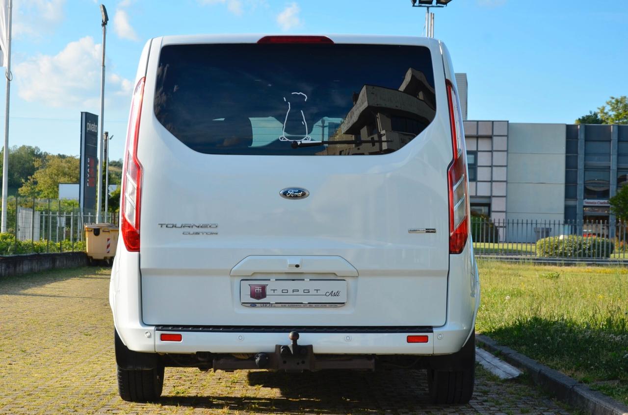 FORD TOURNEO CUSTOM 2.0 ECO HYBRID TITANIUM X 131cv 8 POSTI PASSO LUNGO, GAR. FORD 10/27, SERVICE FORD, UFF ITALIANA, GANCIO TRAINO, RETROCAMERA, PELLE, APPLE ANDROID, PERMUTE