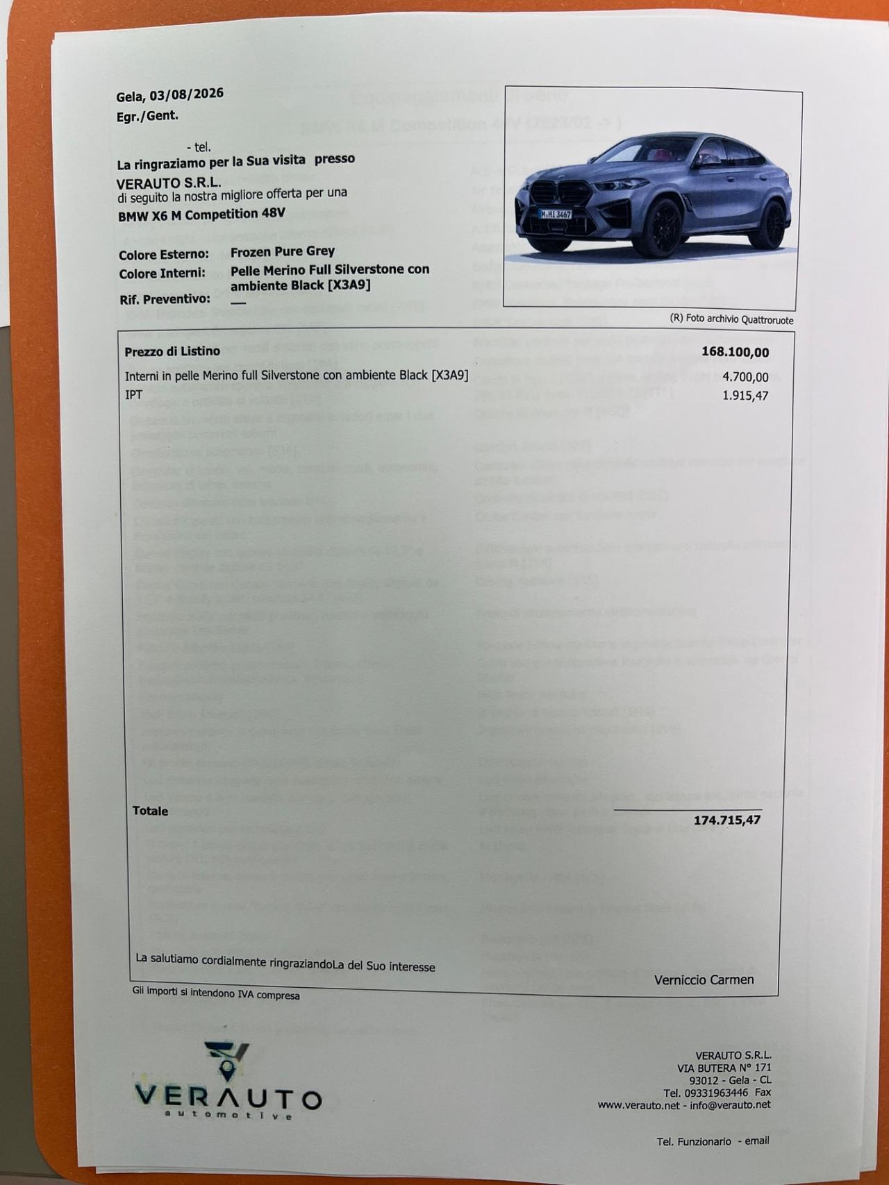 Bmw X6 M Competition 48V 4.4 625CV - possibilità noleggio no scoring